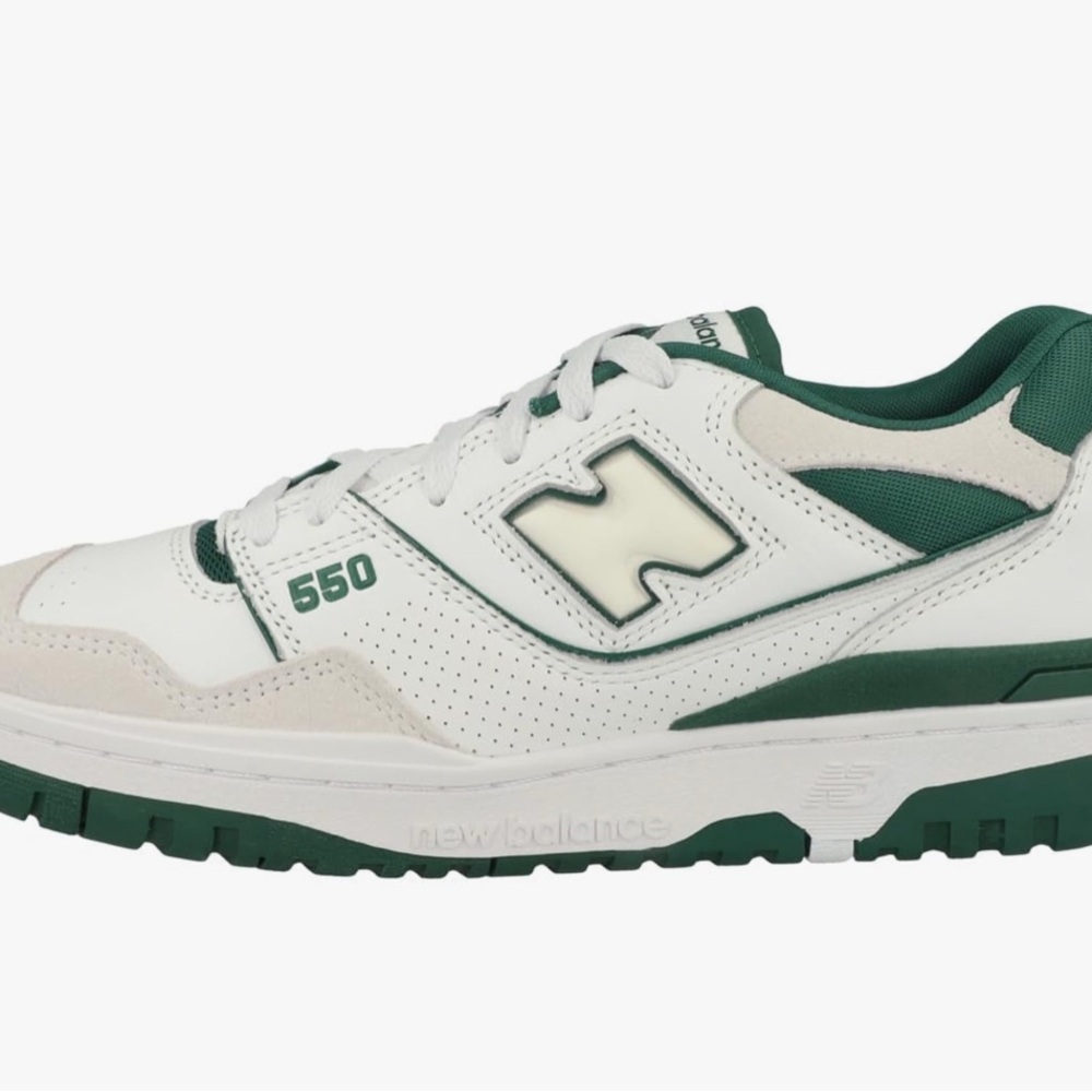 New Balance 550 White and Green Retro Sneakers